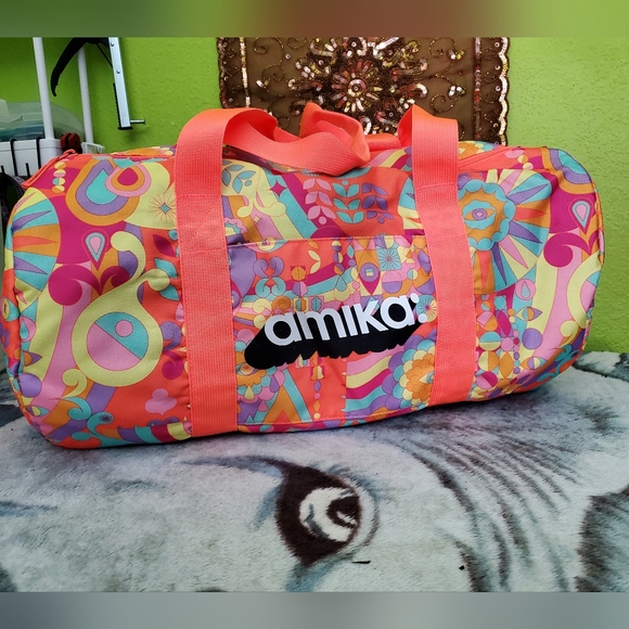 ❇️SALE ❇️ AMIKA Signature Print Large Duffle Bag Psychedelic Neon Print - Picture 2 of 14